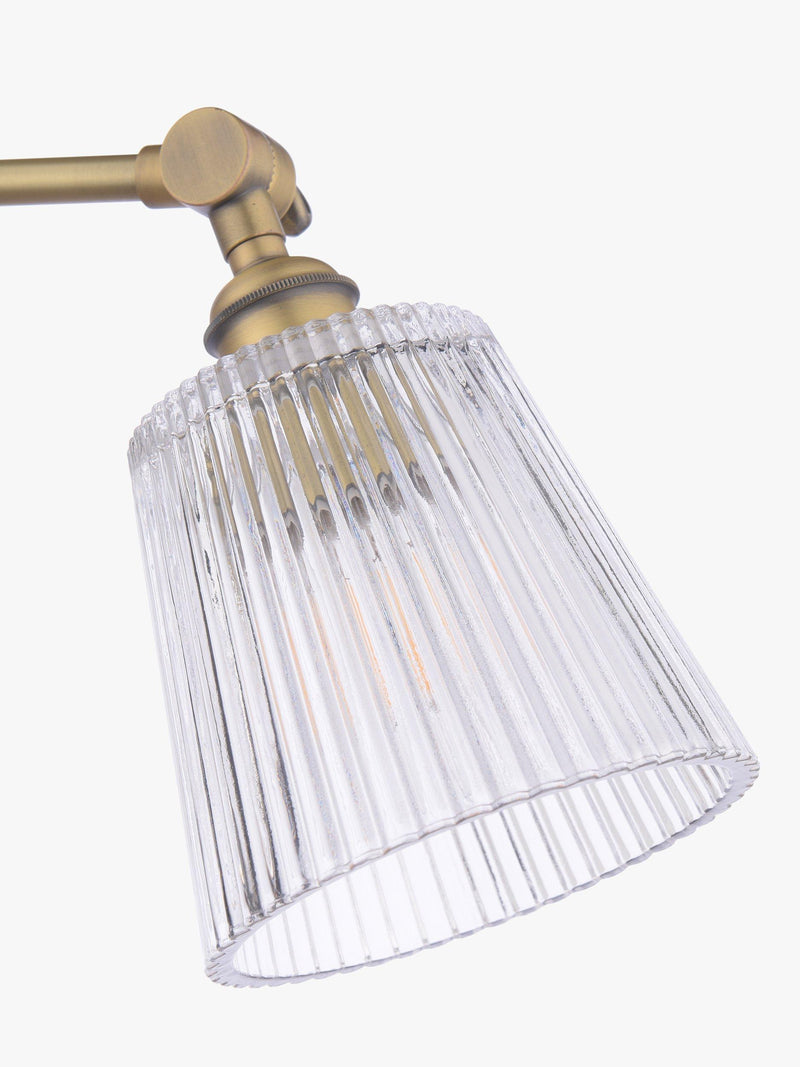 Laura Ashley Callaghan semi-flush ceiling light clear fluted glass antique brass, imported from the UK