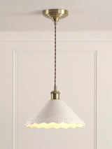 John Lewis Laura Ashley Daws Scalloped Ceramic Shade Pendant Ceiling Light, White- Buy online at McGrocer