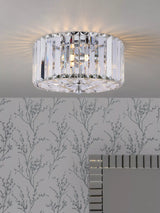 John Lewis Laura Ashley Fernhurst 3 Bulb Flush Ceiling Light, Polished Chrome- Buy online at McGrocer