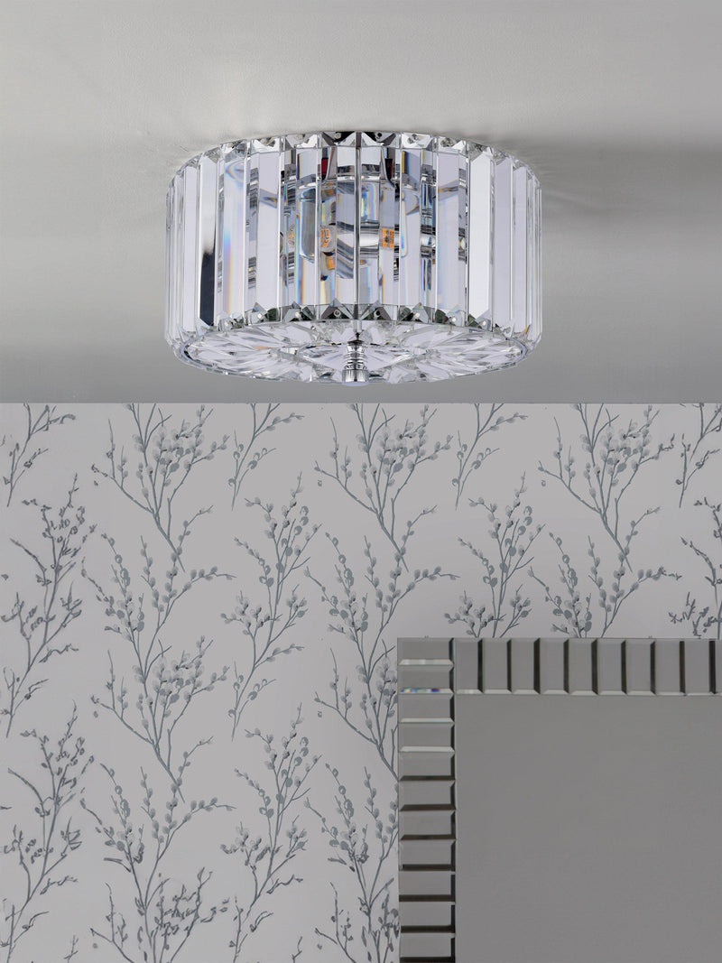 Laura Ashley Fernhurst flush ceiling light polished chrome (British brand)