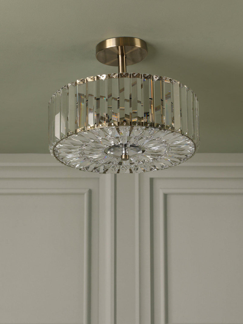 Laura Ashley semi-flush ceiling light antique brass 3 bulb, imported from the UK