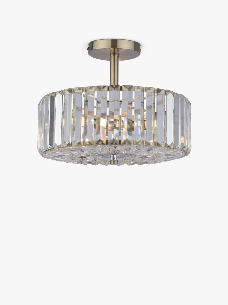 Laura Ashley semi-flush ceiling light antique brass 3 bulb, imported from the UK