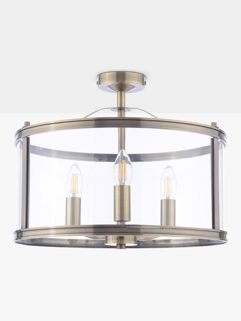 Laura Ashley semi-flush ceiling light antique brass H33x40cm (British brand)