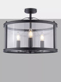 Laura Ashley Harrington semi-flush ceiling light black 3 bulb, imported from the UK
