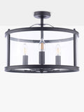 Laura Ashley Harrington semi-flush ceiling light black 3 bulb, imported from the UK