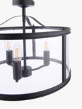 Laura Ashley Harrington semi-flush ceiling light black 3 bulb, imported from the UK