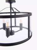 Laura Ashley Harrington semi-flush ceiling light black 3 bulb, imported from the UK