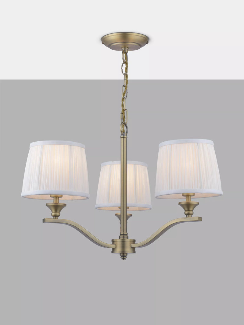 Laura Ashley Hemsley ceiling light antique brass pleated silk shades (British brand)
