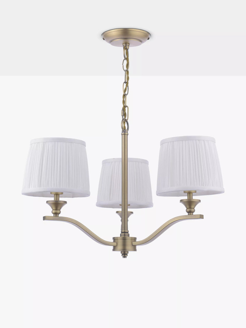 Laura Ashley Hemsley ceiling light antique brass pleated silk shades (British brand)
