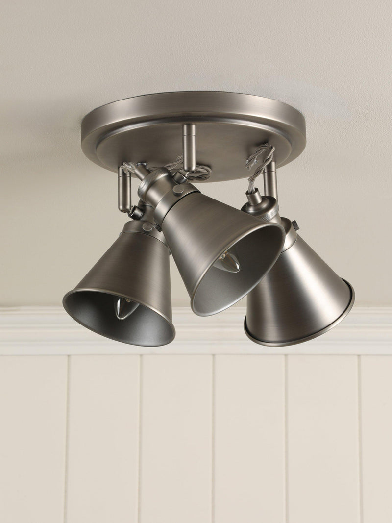 Laura Ashley Rufus three-light spotlight ceiling plate nickel (British brand)