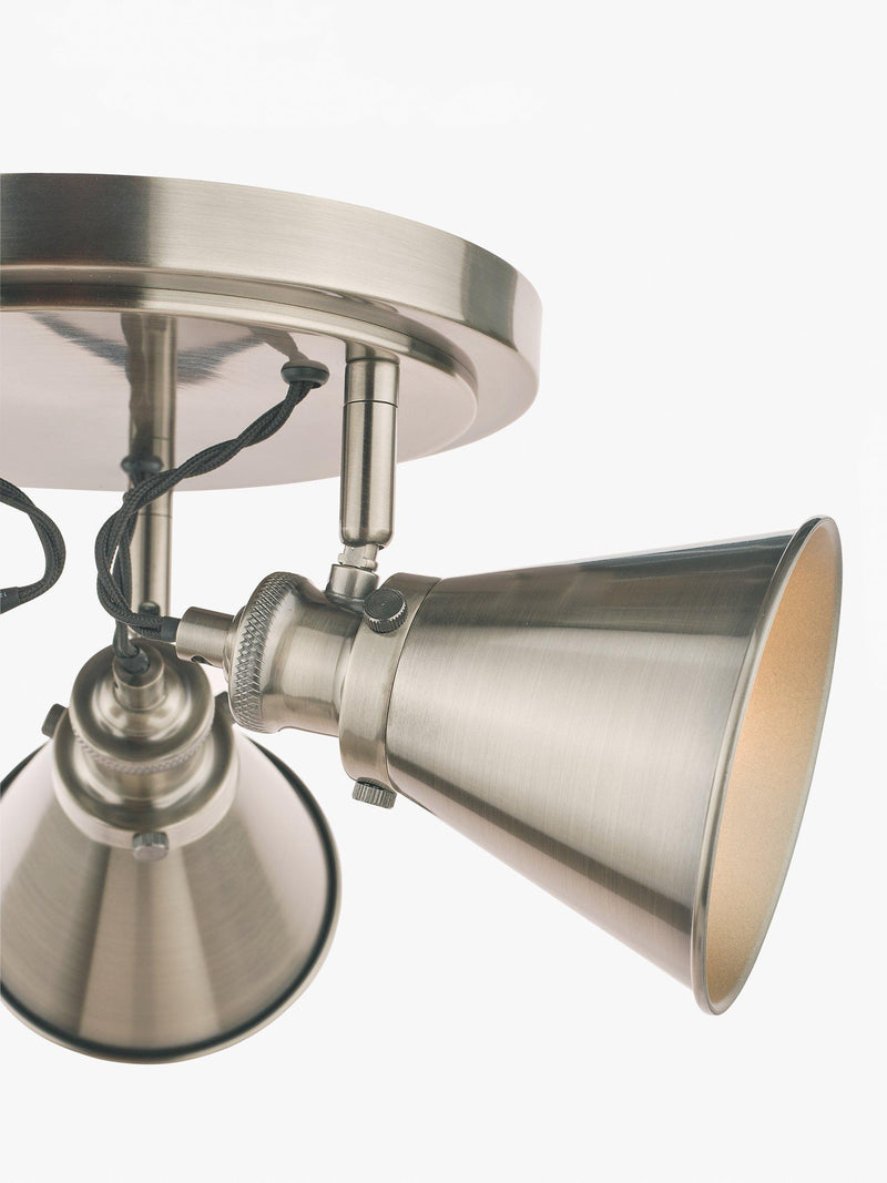 Laura Ashley Rufus three-light spotlight ceiling plate nickel (British brand)