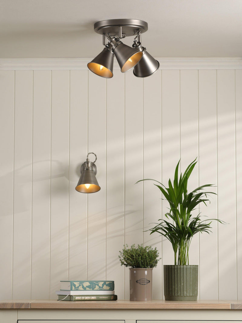Laura Ashley Rufus three-light spotlight ceiling plate nickel (British brand)