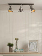 John Lewis Laura Ashley Rufus Triple Bar Spotlight, Nickel- Buy online at McGrocer