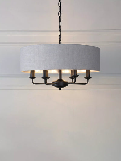 John Lewis Laura Ashley Sorrento 6 Arm Ceiling Light, Black- Buy online at McGrocer