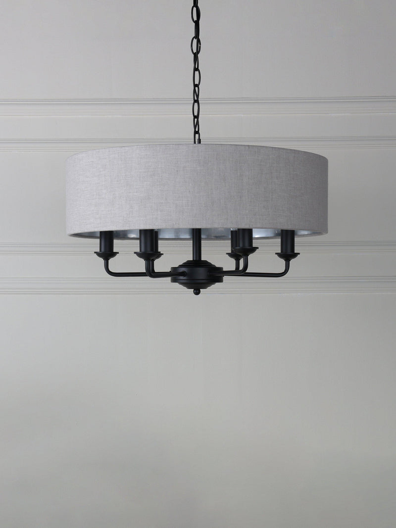 Laura Ashley six-arm black ceiling light, imported from the UK