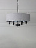 Laura Ashley six-arm black ceiling light, imported from the UK