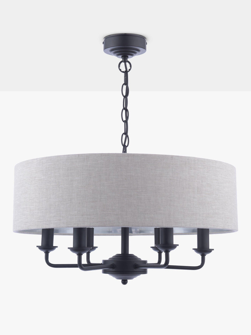 Laura Ashley six-arm black ceiling light, imported from the UK