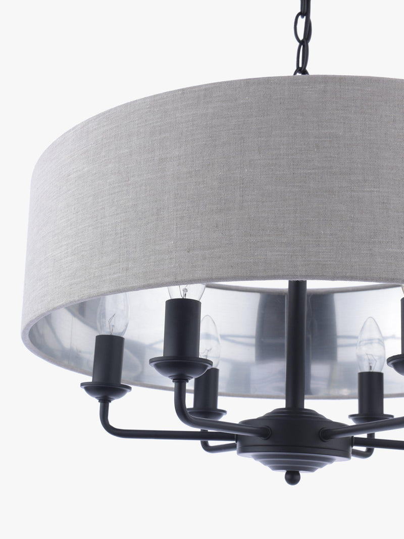 Laura Ashley six-arm black ceiling light, imported from the UK