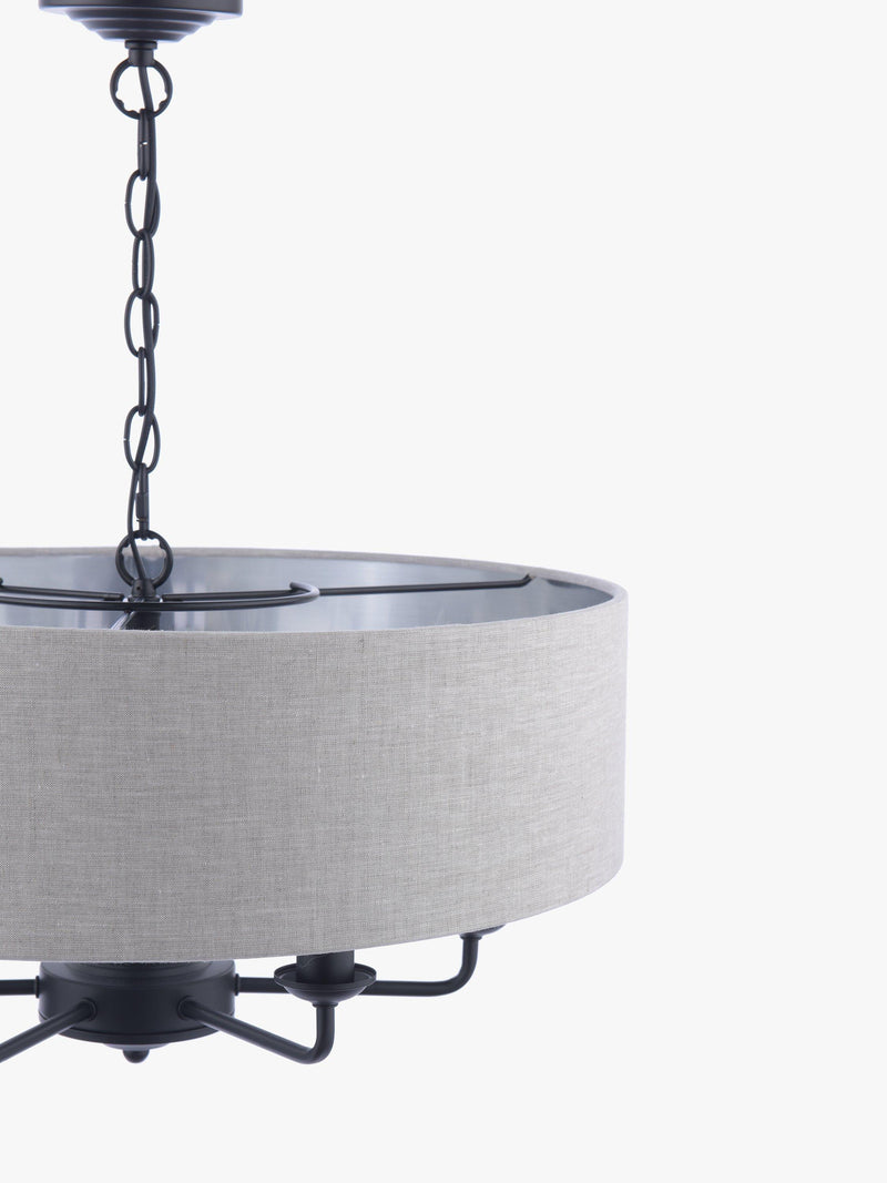 Laura Ashley six-arm black ceiling light, imported from the UK