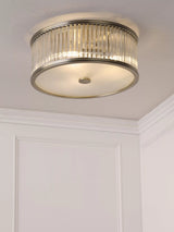 John Lewis Laura Ashley Sutton 2 Flush Ceiling Light, Antique Brass- Buy online at McGrocer