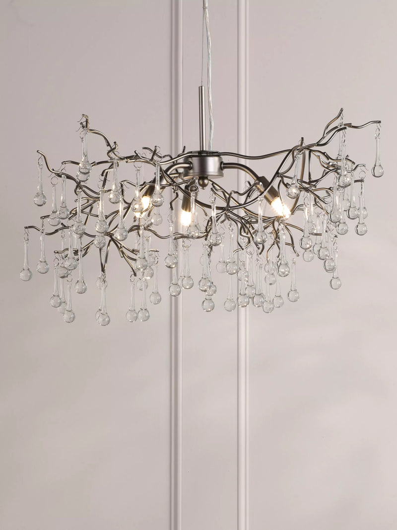Laura Ashley Willow ceiling light in pewter with crystal drops (British brand)