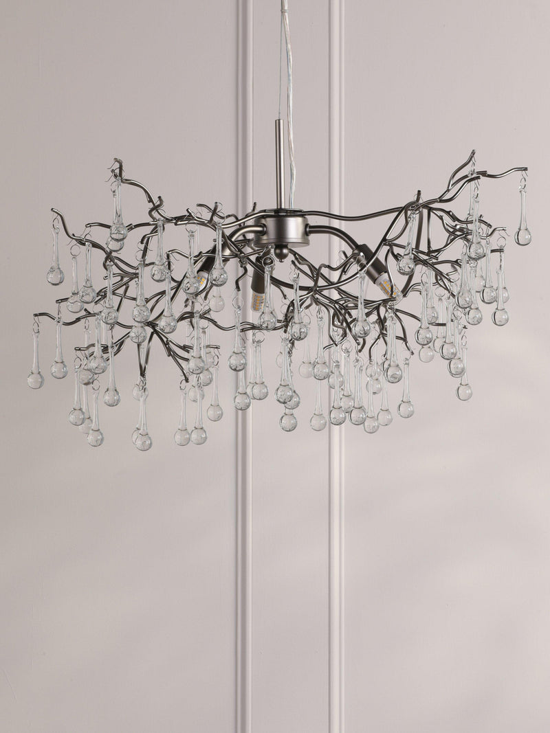 Laura Ashley Willow ceiling light in pewter with crystal drops (British brand)