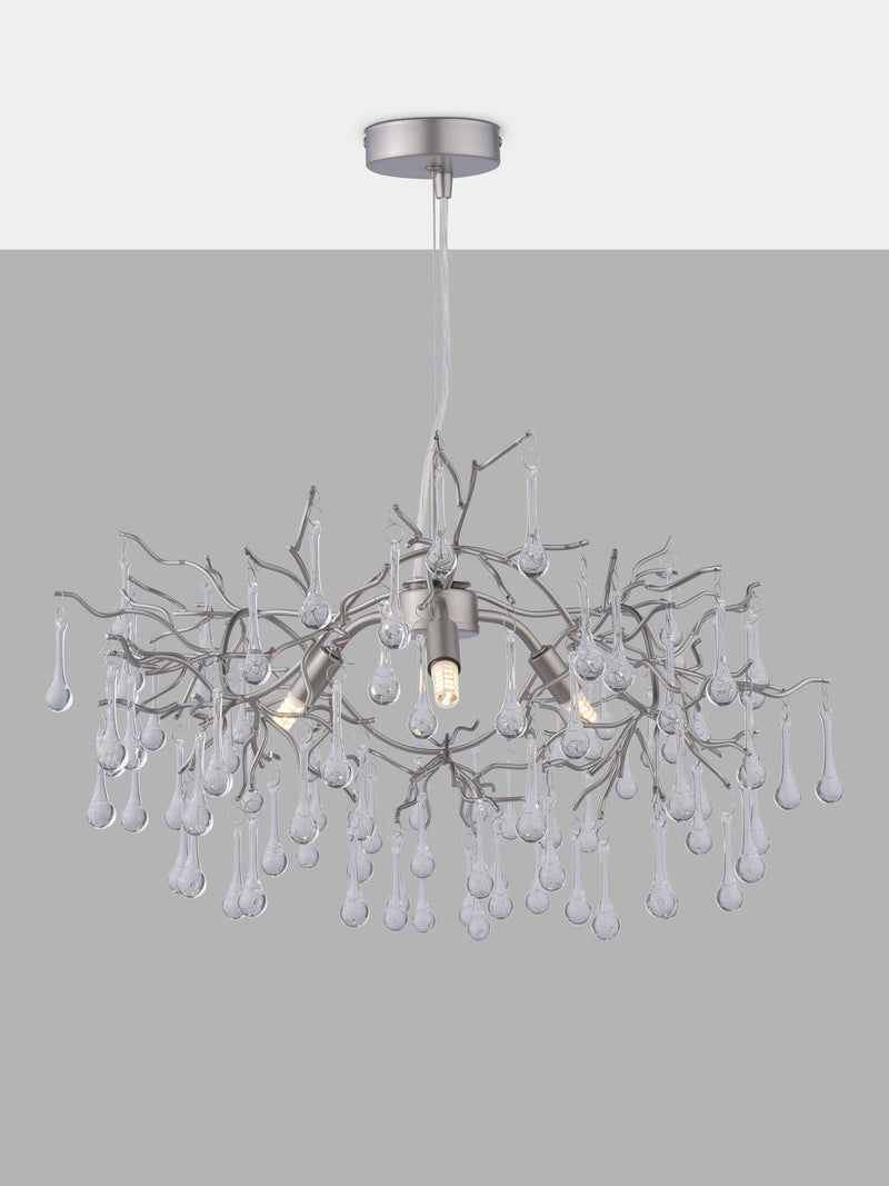 Laura Ashley Willow ceiling light in pewter with crystal drops (British brand)