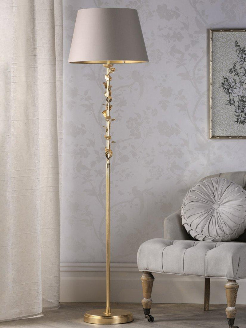 Laura Ashley Halton floor lamp in gold (British brand)