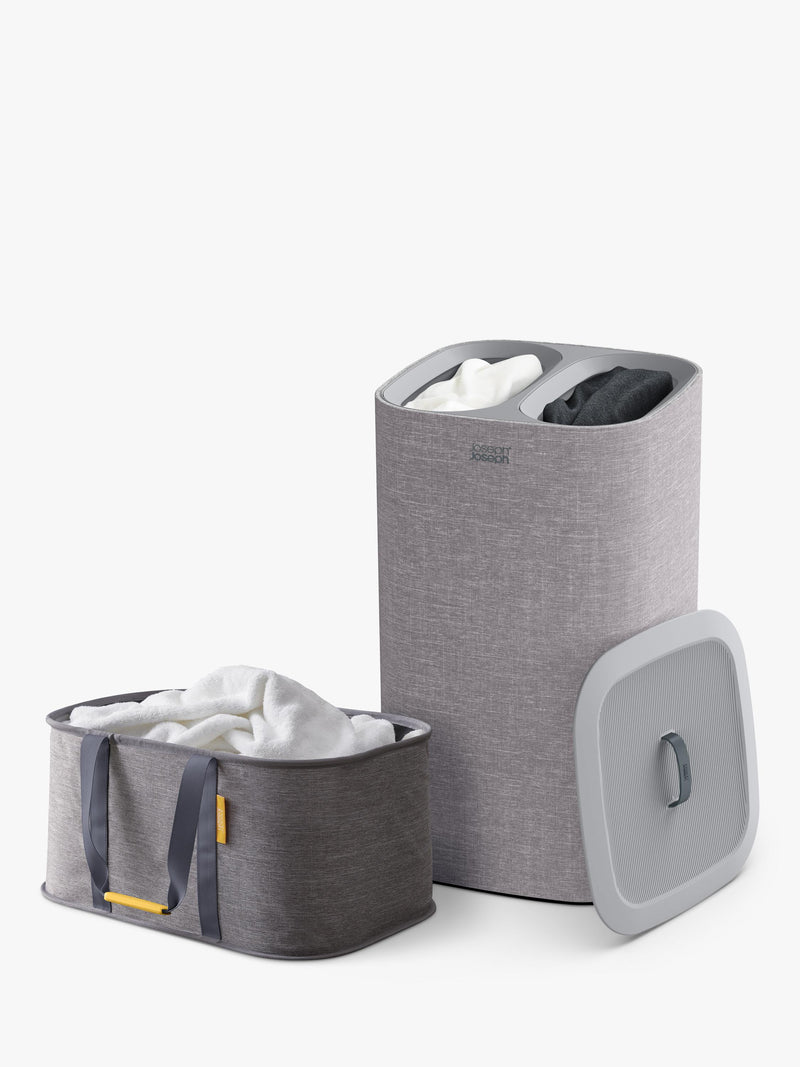 60L Dual Compartment Laundry Basket and Collapsible Holdall Set