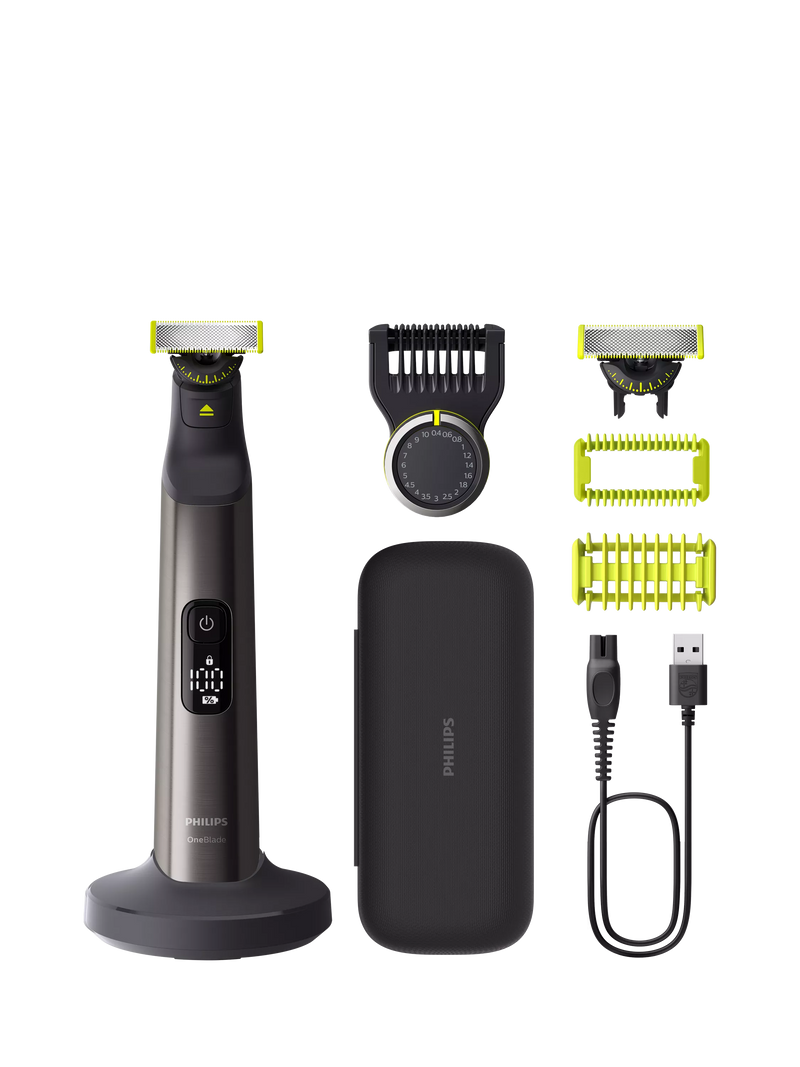 Men's electric shaver with 360 blade and accessories in black and green, imported from the UK
