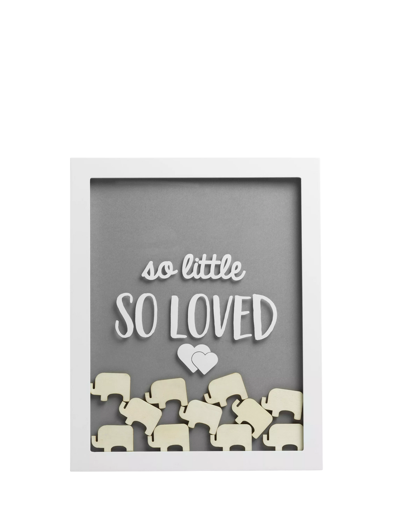 Pearhead elephant frame baby shower alternative with wooden pieces (British brand)