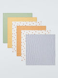 Muslin Cloth Pack of 6 with Bear, Plain, and Striped Prints
