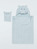 John Lewis Baby Hippo Hooded Towel and Mitt Set, UK version