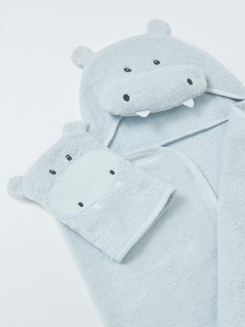 John Lewis Baby Hippo Hooded Towel and Mitt Set, UK version