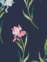 John Lewis Floral Watercolour Wallpaper with Iris Pattern in Midnight Seaspray- Buy online at McGrocer
