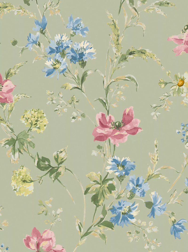 Laura Ashley Poppy Meadow floral wallpaper, UK version