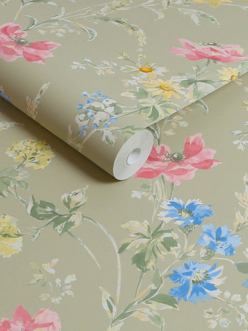 Laura Ashley Poppy Meadow floral wallpaper, UK version