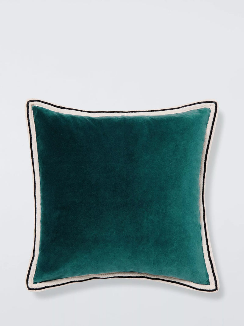 John Lewis Bordered Velvet Cushion 45 x 45cm