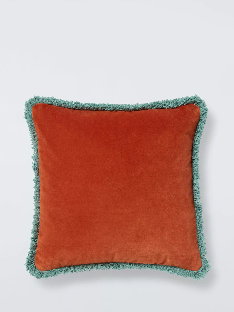 John Lewis fringed velvet cushion 45cm, UK version
