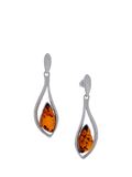 Be-Jewelled Baltic amber drop earrings marquise cut silver, UK version