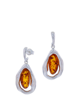 John Lewis Be-Jewelled Baltic Amber Scandi Drop Earrings, Silver- Buy online at McGrocer