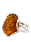 Be-Jewelled Baltic Amber oval ring in sterling silver - British product