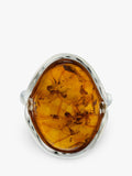 Be-Jewelled Baltic Amber oval ring in sterling silver - British product