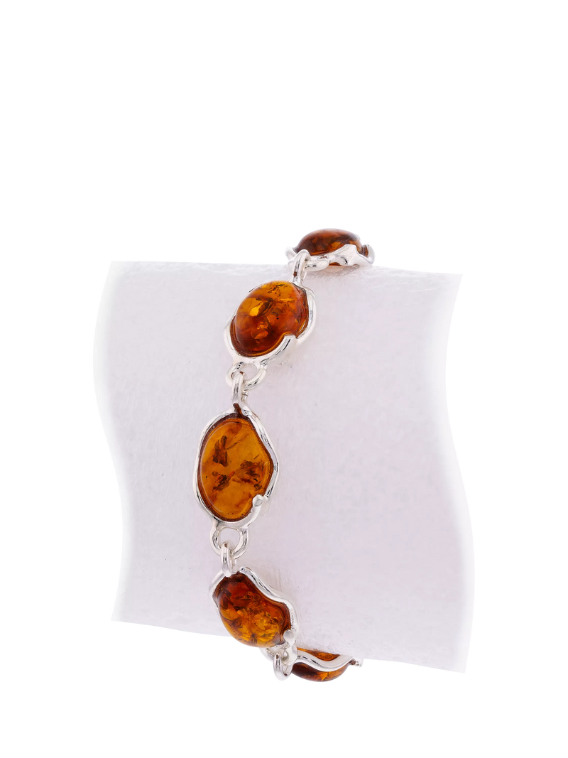 Be-Jewelled silver Baltic amber station bracelet - British product
