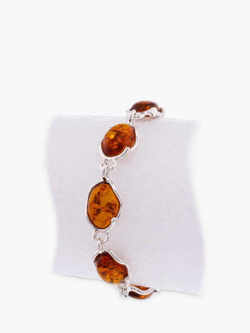 Be-Jewelled silver Baltic amber station bracelet - British product