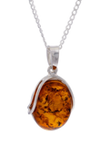 Be-Jewelled Baltic Amber pendant with sterling silver chain - British product