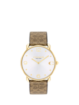 John Lewis Coach Women's Elliot Canvas Leather Strap Watch, Brown/Silver- Buy online at McGrocer