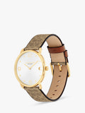 Coach Elliot watch with brown strap and silver dial, UK version