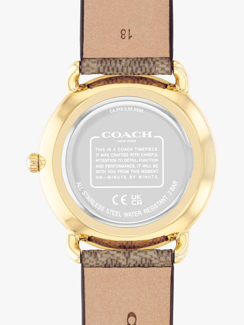 Coach Elliot watch with brown strap and silver dial, UK version