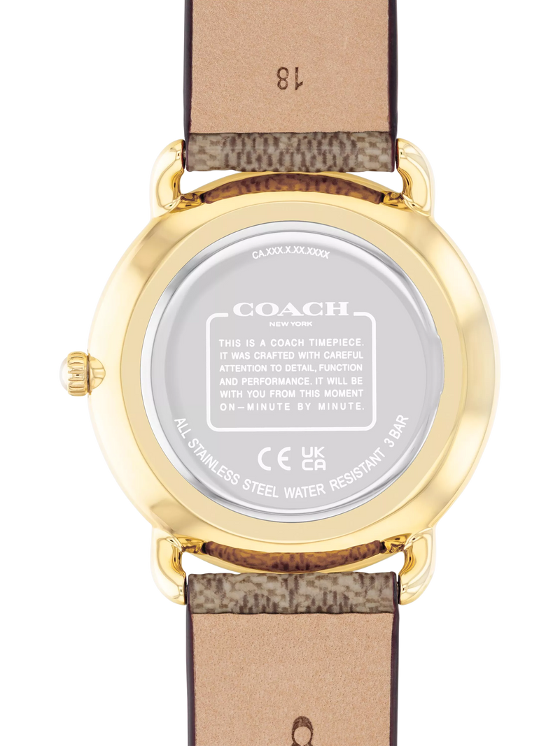 Coach Elliot watch with brown strap and silver dial, UK version